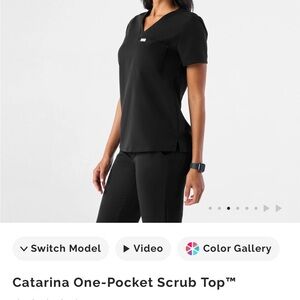 FIGS black Catarina One Pocket Scrub Top XS